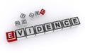 evidence word block on white