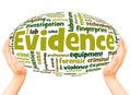 Evidence word cloud hand sphere concept Royalty Free Stock Photo