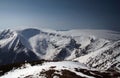 View of a winter mountain landscape with beautiful mountain ridges Royalty Free Stock Photo