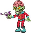 Evil Alien With Space Gun. Vector clip art illustration with simple gradients.