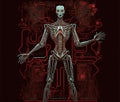 Evil artificial intelligence, robot metallic figure, science fiction. Generative AI