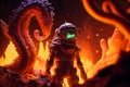 Evil astronaut fights to the death with deadly alien tentacles. Royalty Free Stock Photo