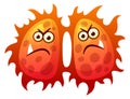 Evil bacteria characters. Comic angry face germs