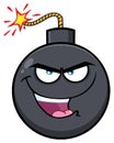 Evil Bomb Face Cartoon Mascot Character With Smiling Expressions