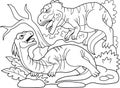 Evil carnivorous predator attacked a herbivorous dinosaur