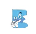 Evil cartoon illustration of Blue E letter
