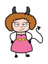 Evil Cartoon Young Lady as Devil