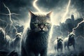 Evil cats dominating the world illustration generative ai