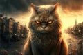 Evil cats dominating the world illustration generative ai