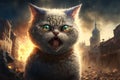 Evil cats dominating the world illustration generative ai