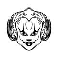 Evil clown art. Halloween mask illustration