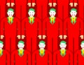 Evil clown crazy pattern seamless. Clown in red suit and green hair. Sneaky grin