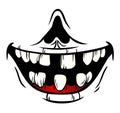 Evil clown / Creepy clown or horror clown, clown horror smiley face. Clown mouth for hallowen. illustration