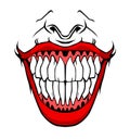 Evil Clown / Creepy Clown Or Horror Clown, Clown Horror Smiley Face. Clown Mouth, Joker Smile For Hallowen. Illustration