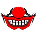 Evil Clown face with red lips and nose / Creepy clown or horror clown, clown horror smiley face. Clown mouth, Joker Smile for Hall