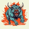 Furious horned devil satan demon vector Illustration. Evil concept