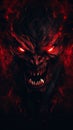 an evil demon face with red eyes on a black background Royalty Free Stock Photo