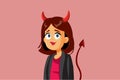 Evil Devil Businesswoman Vector Cartoon Illustration