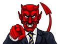 Devil Evil Businessman Pointing in Suit