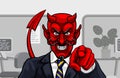 Devil Evil Businessman in Suit Pointing