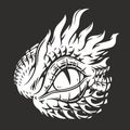 Evil dragon eye monochrome element