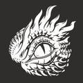 Evil dragon eye monochrome element Royalty Free Stock Photo