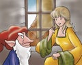 Rumpelstiltskin and young princess Royalty Free Stock Photo