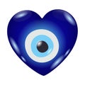 Evil eye amulet. Blue oriental protection talisman. Turkish and greek symbol of protection. Glass heart nazar vector Royalty Free Stock Photo