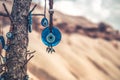 Evil eye amulets on foreground Royalty Free Stock Photo