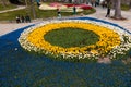 Evil Eye Bead shaped tulip and hyacinths decoration in Emirgan Park