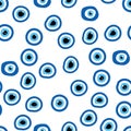 Evil eye Heavenly seamless pattern with suns, moons, stars, palms. For textiles, souvenirs, household goods. Royalty Free Stock Photo