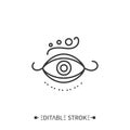 Evil eye line icon. Editable illustration