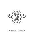 Evil eye line icon. Editable illustration