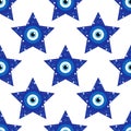 Evil eye magic seamless pattern. Symbol of protection, Turkish souvenir Royalty Free Stock Photo