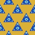Evil eye magic seamless pattern. Symbol of protection, Turkish souvenir Royalty Free Stock Photo