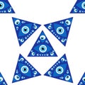 Evil eye magic seamless pattern. Symbol of protection, Turkish souvenir Royalty Free Stock Photo