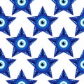 Evil eye magic seamless pattern. Symbol of protection, Turkish souvenir Royalty Free Stock Photo