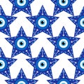 Evil eye magic seamless pattern. Symbol of protection, Turkish souvenir Royalty Free Stock Photo