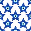 Evil eye magic seamless pattern. Symbol of protection, Turkish souvenir Royalty Free Stock Photo