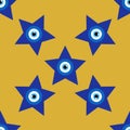 Evil eye magic seamless pattern. Symbol of protection, Turkish souvenir Royalty Free Stock Photo