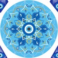 Evil eye mandala seamless pattern. Symbol of protection, Turkish souvenir Royalty Free Stock Photo