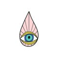 Evil eye popular amulet vector illustration. Eye of Providence, sign of protection.