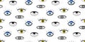 Evil Eye seamless pattern. Vector hand drawn cute open eyes background texture