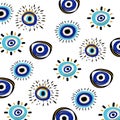 Evil eye seamless pattern. Royalty Free Stock Photo