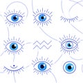 Evil eye set, simple outline design. Mystical and esoteric icons