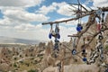 Evil eye in tree behind Love valley in Goreme national park. Cappadocia Royalty Free Stock Photo