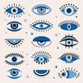 Evil eye. Tribal ornamental ethnic graphic greece traditional sketch vector elements