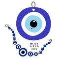 Evil eyes. Set of mascots from pendants and bracelets in the style of flat. Vector isolates on a white background. Royalty Free Stock Photo