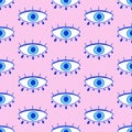 Evil eyes seamless pattern. Magic Nazar vector background texture