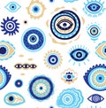 Evil eyes seamless pattern. Magic talisman background